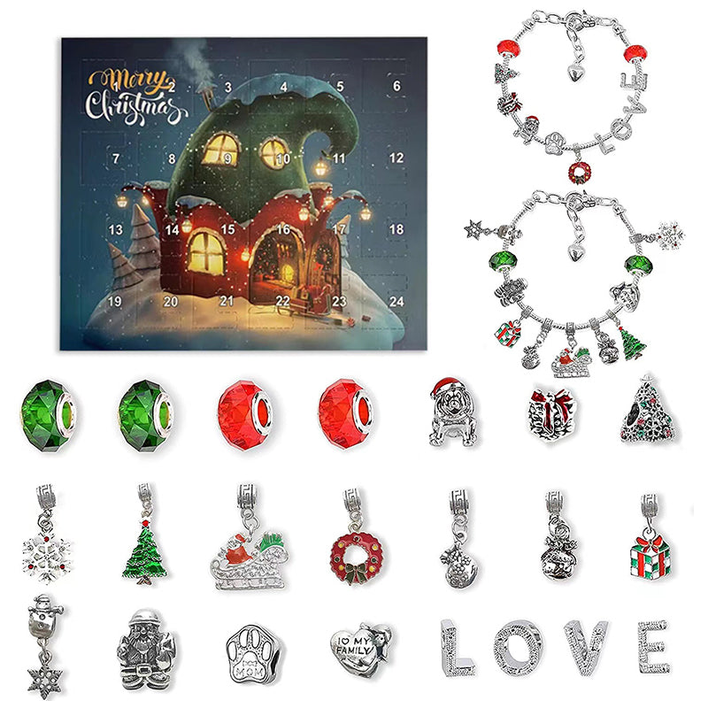 24 Days Countdown Calendar DIY Christmas Advent Calendar Bracelets Set