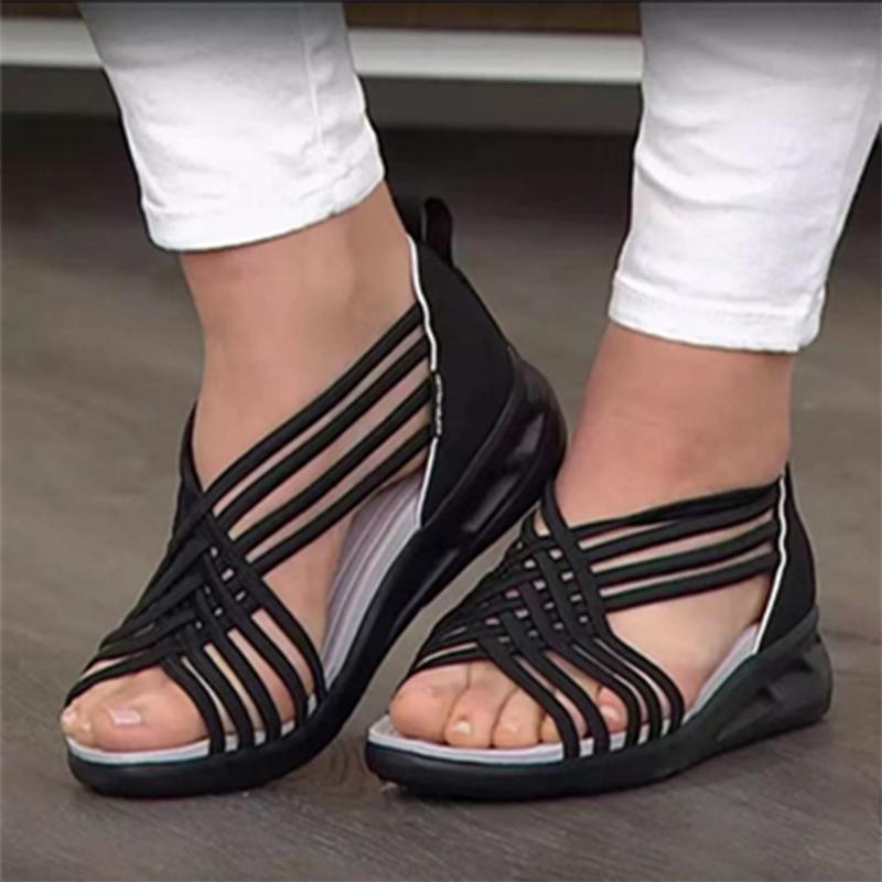 Geflochtene Fischmaul-Sandalen für Damen