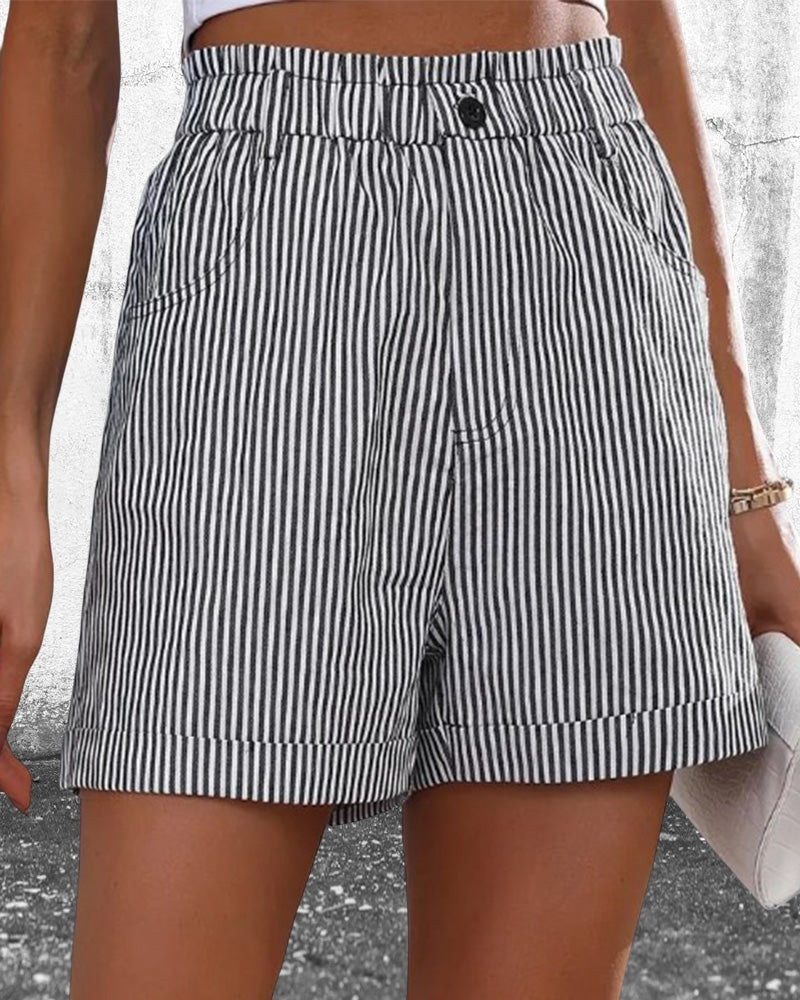 Gestreifte Shorts mit hoher Taille