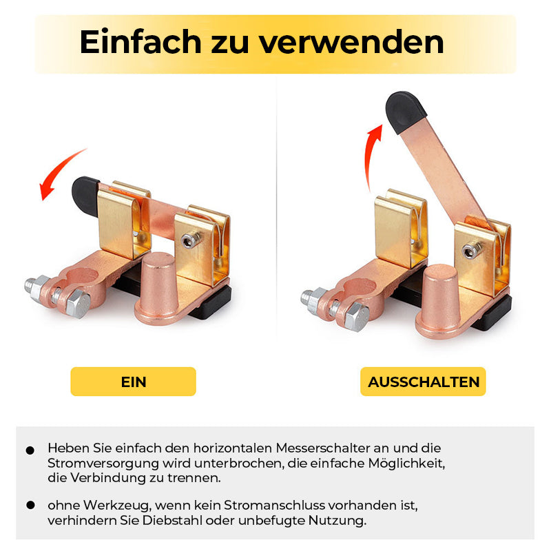 Messerklingen-Hauptschalter am oberen Pfosten